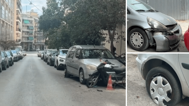 A drunk driver caused a car accident with 14 parked vehicles in Athens - Extensive property damage (Video)