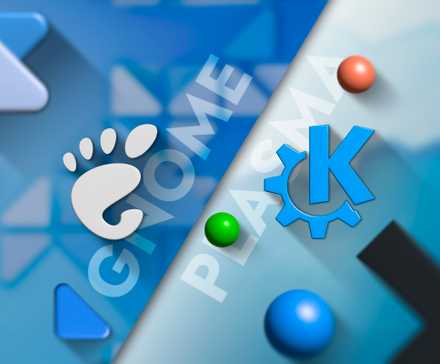 GNOME logo and KDE Plasma logo side by side.