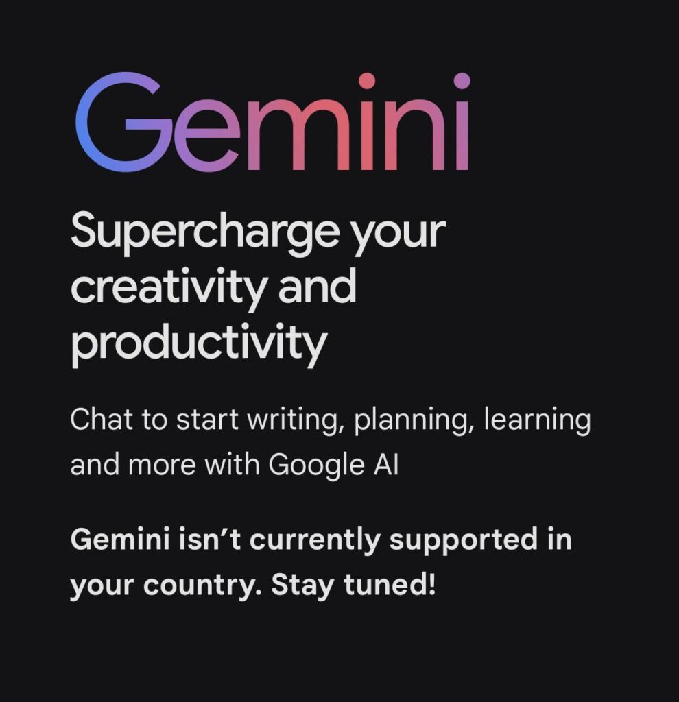 Gemini Ai not working here anymore on phone