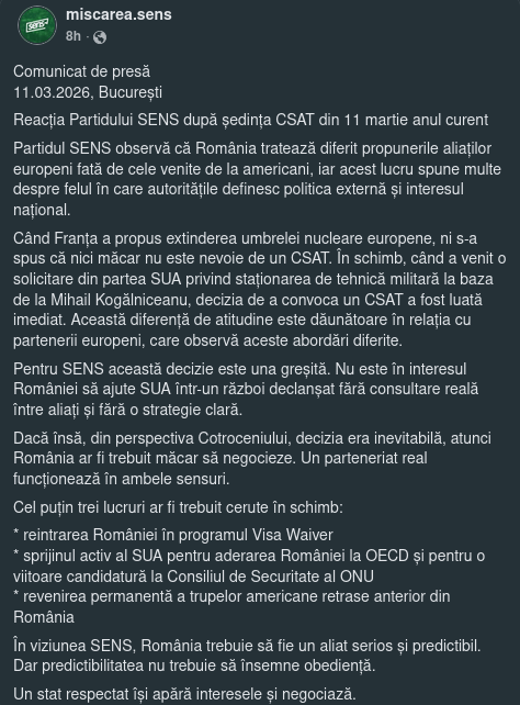 Probably the most "sovereignist" message from a party I can agree with. GG SENSE!