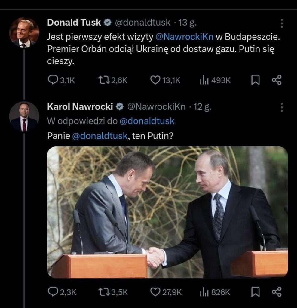 Nawrocki posted a photo from 16 years ago from the conference at which Putin apologized for Katyn.