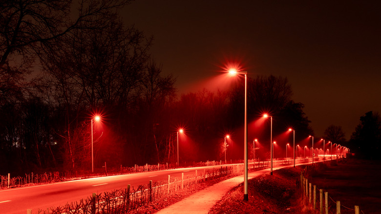 A stretch of the Frederiksborgvej in Denmark at night.