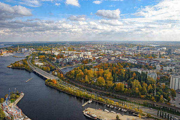 Aerial view to old town of tampere finland - travel and tour world Tampere
European