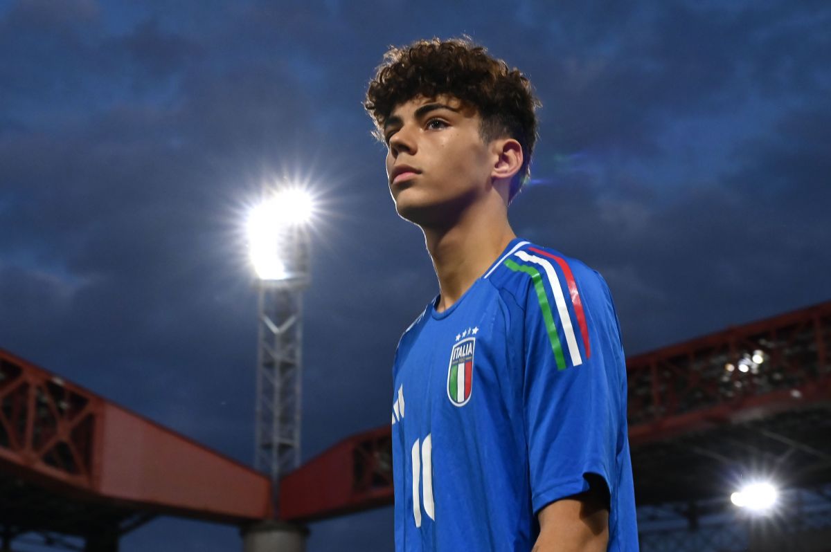 TRIESTE, ITALY - SEPTEMBER 06: Samuele Inacio of Italy U17 looks on during the International Friendly match between Italy U17 and Switzerland U17 at Stadio Nereo Rocco on September 06, 2024 in Trieste, Italy. (Photo by Alessandro Sabattini/Getty Images)