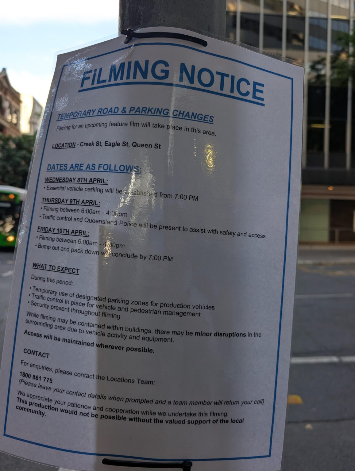 Anyone know what's filming in the city next week?