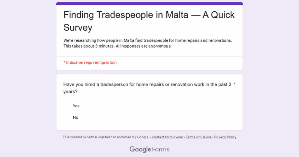 How do you actually find tradespeople in Malta?
