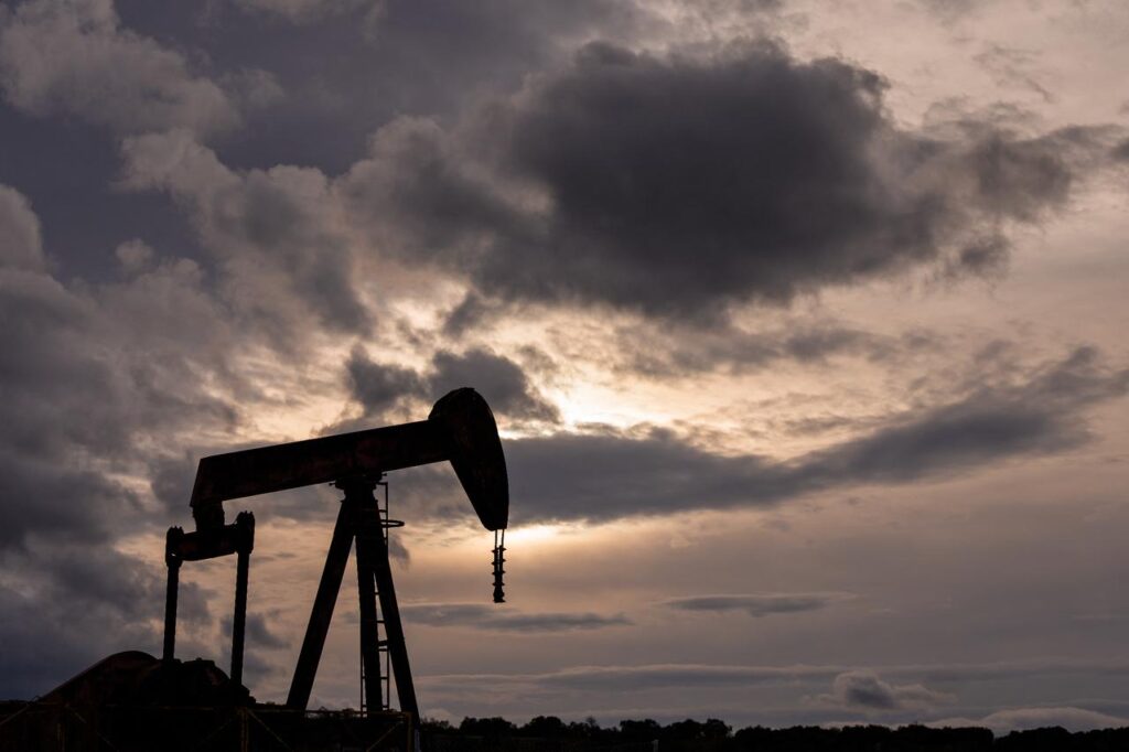 An oil pump is pictured at an abandoned oil field in Sargentes de la Lora on March 13, 2026, near Burgos in northern Spain, where oil first flowed in Spain in 1964. (AFP Photo)