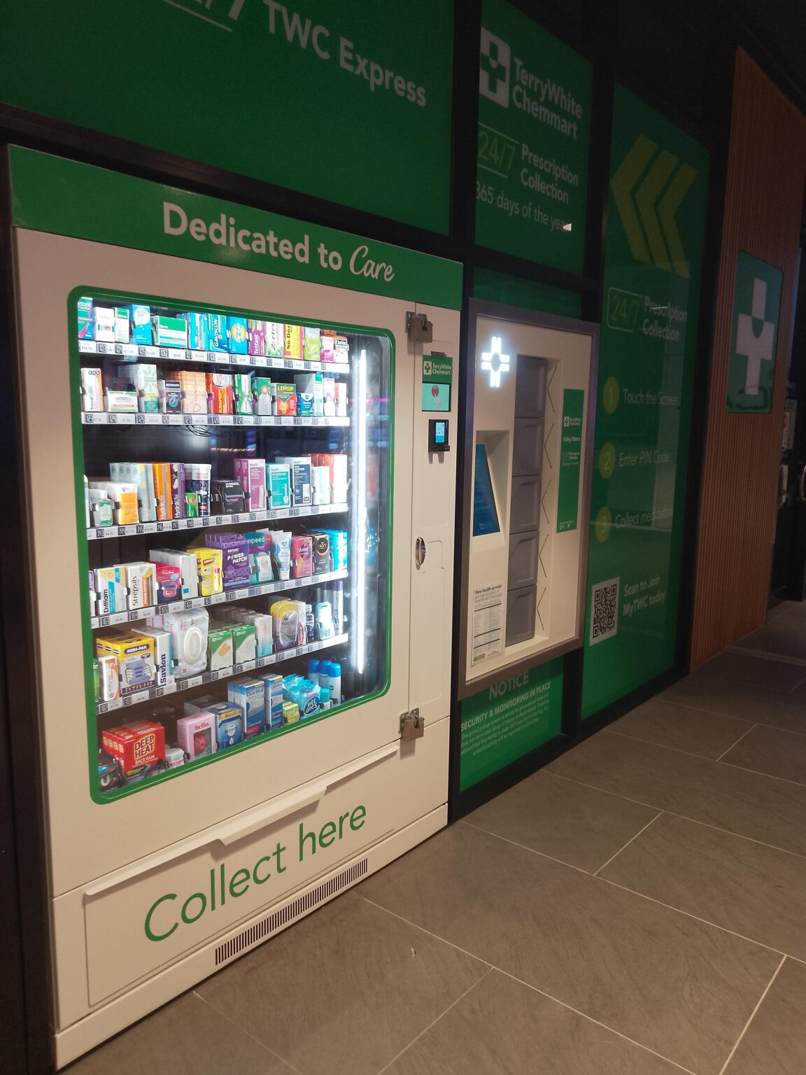 A chemist vending machine in Fortitude Valley station