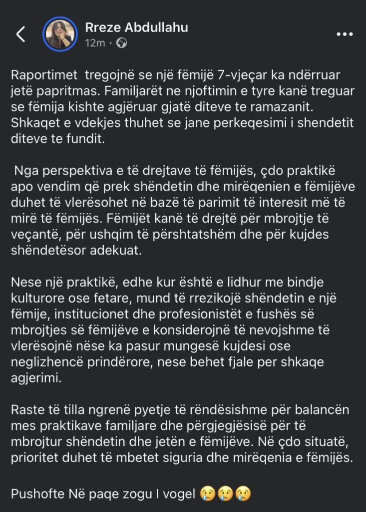 The 7-year-old child dies