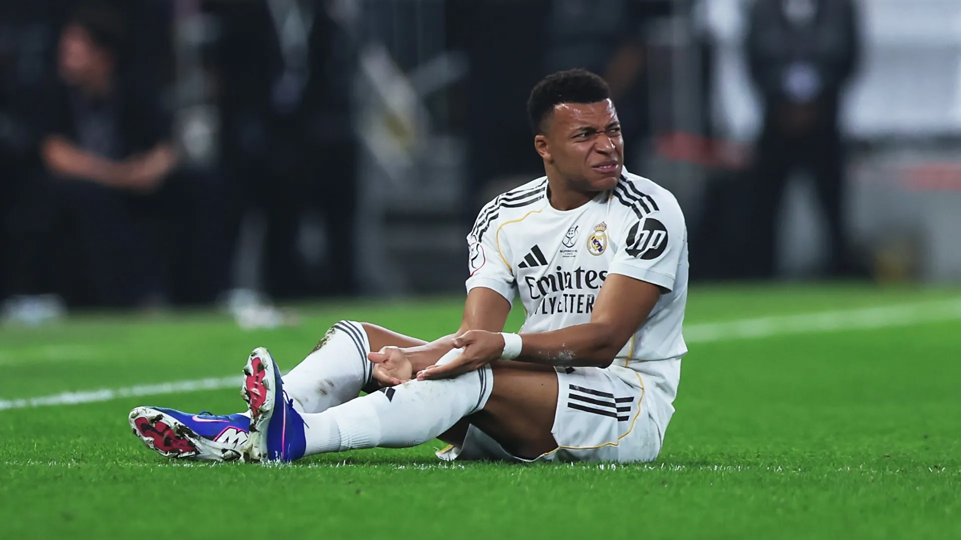 Kylian Mbappe of Real Madrid during the Spanish Super Cup Final against FC Barcelona.