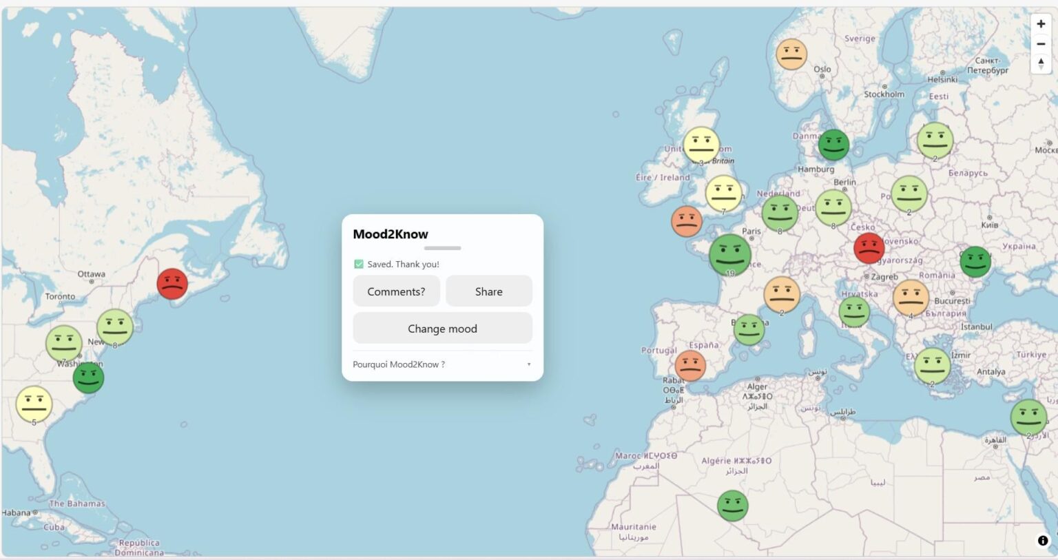 [OC] The world's emotional weather based on anonymous mood reports
