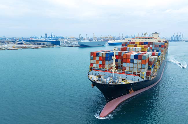 Shipping containers on a liner