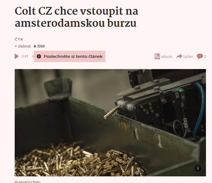 Colt CZ wants to enter the Amsterdam Stock Exchange