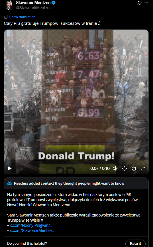 The whole of Poland congratulates Mentzen on his hypocrisy