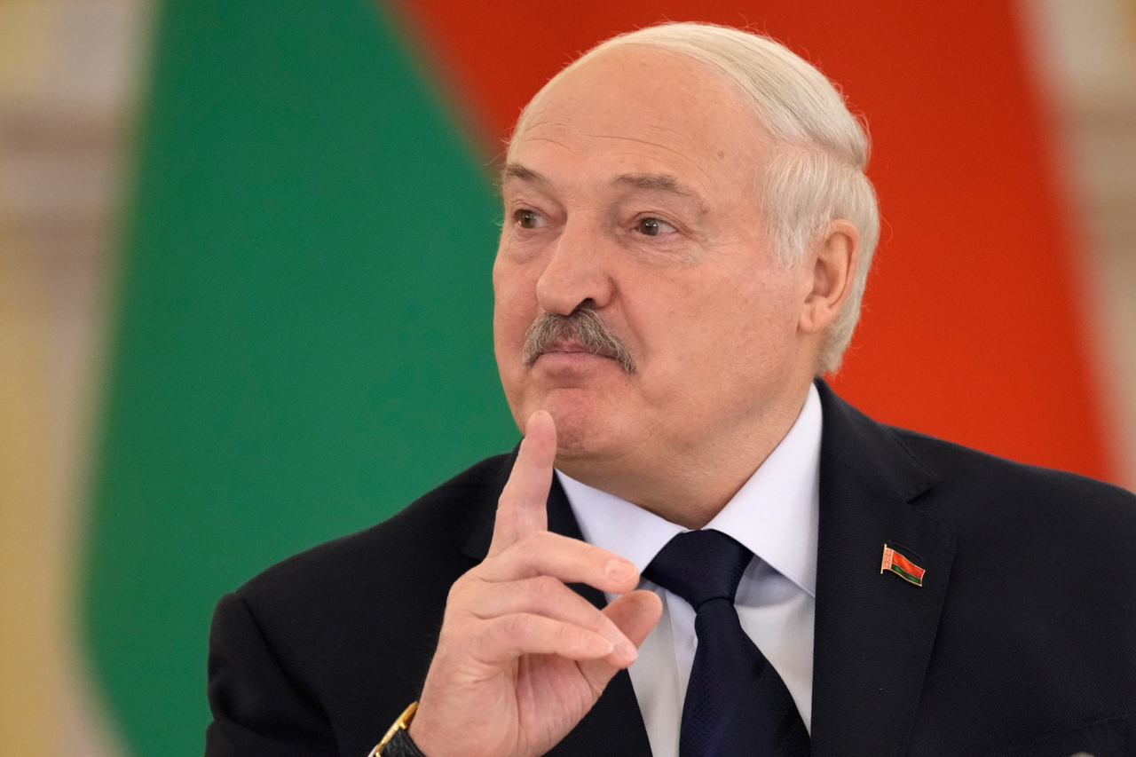 Belarusian President Alexander Lukashenko gestures during a meeting of the Supreme Council of the Union State with Russian President Vladimir Putin at the Grand Kremlin Palace in Moscow on Feb. 26. (Pool Photo via AP)