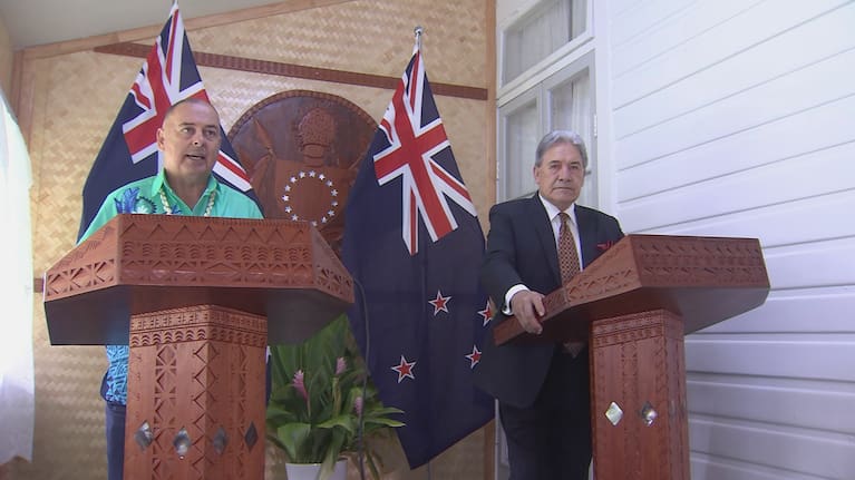 Cook Islands Prime Minister Mark Brown and Foreign Minister Winston Peters.