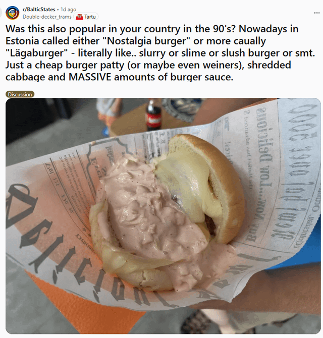 I asked /r/BalticStates if Latvians/Lithuanians (there are also some Sami) also eat slurry burger. Here is the feedback :'(.