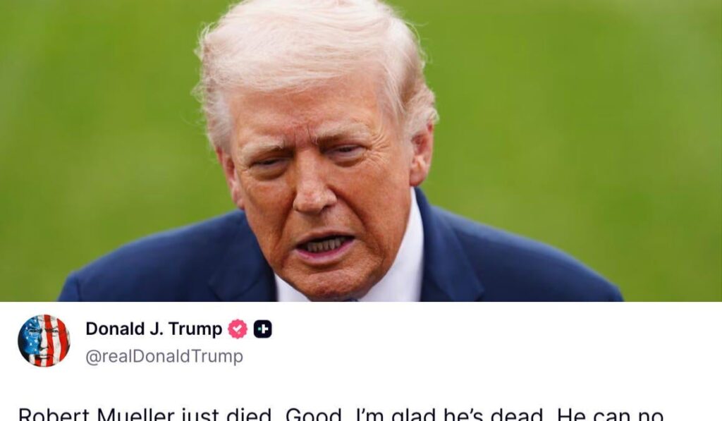 Trump’s "I'm glad he's dead" post re Robert Mueller’s death is sickening. It's also a moral test for the Republican Party, and America.