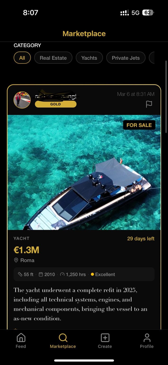 Yacht for Sale posted on Luxuria