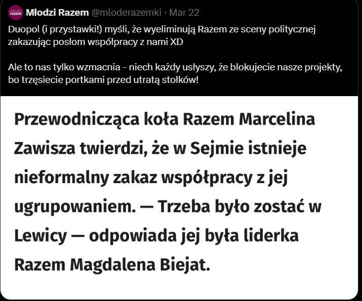 The New Left prohibits cooperation with the Razem party