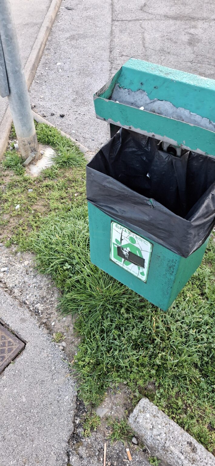 Tell those geniuses who stick this man on garbage cans to stop doing it?