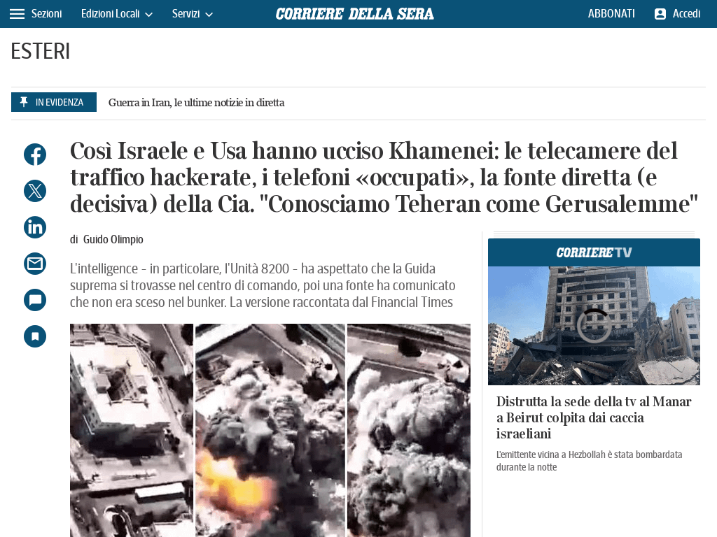 This is how Khamenei was killed: the traffic cameras hacked, the phones "occupied", the decisive source. "We know Tehran like Jerusalem"