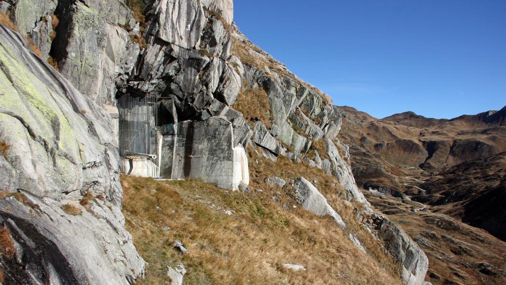 bunker Gotthard pass at Swiss Alps