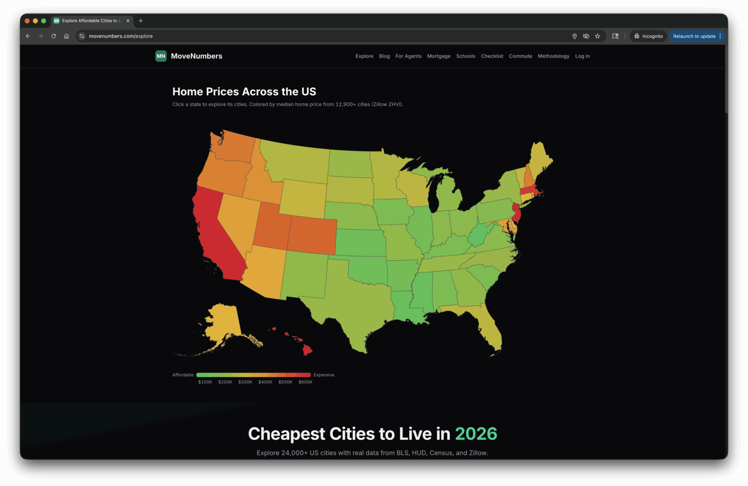 I mapped the cost of living across 24,000+ US cities using federal data [OC]