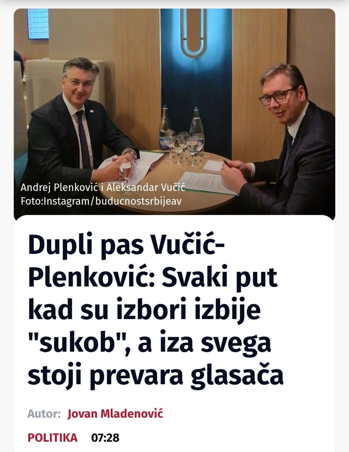 Double pass Vučić-Plenković: "conflict" breaks out every time there are elections, and voter fraud is behind everything