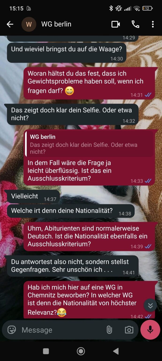 Is this type of Dialogue normal when looking for a WG (shared apartment)