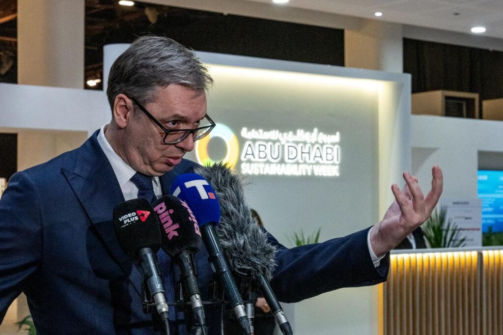 Serbian President Aleksandar Vu?i? at the Abu Dhabi Sustainability Week in Abu Dhabi on January 14, 2026. (Photo by Ammar Abd Rabbo / MASDAR / FACTSTORY)
