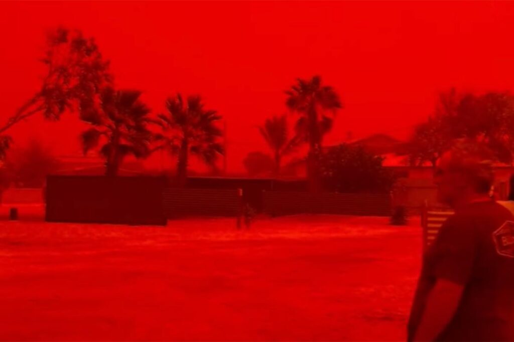 Western Australia's skies turn a hellish red as Tropical Cyclone Narelle hit, stunning video shows