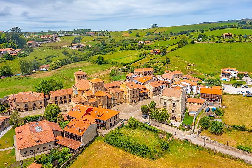 Aerial views of Santillana del Mar in Spain.
