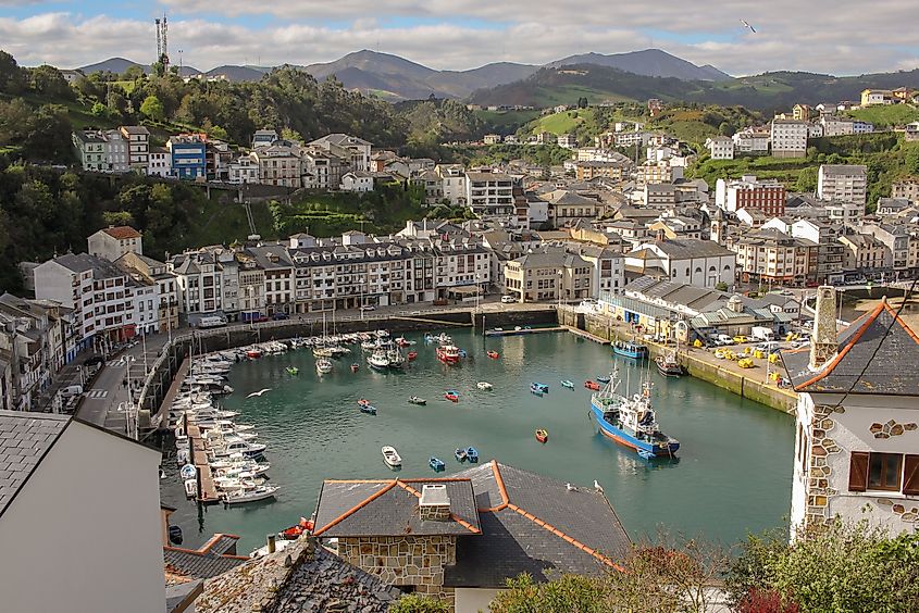 View of Luarca port from the upper part of the town in Asturias, Spain