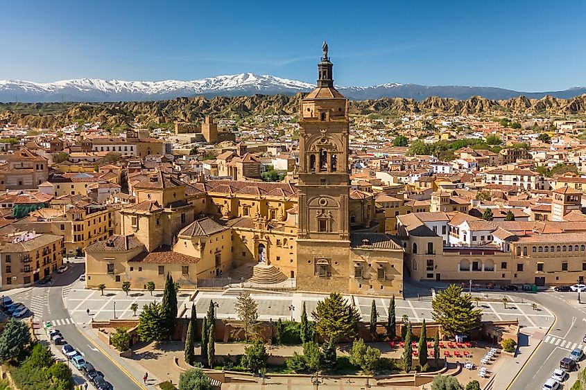 Aerial view of Guadix old town in the province of Granada, Andalusia, Spain