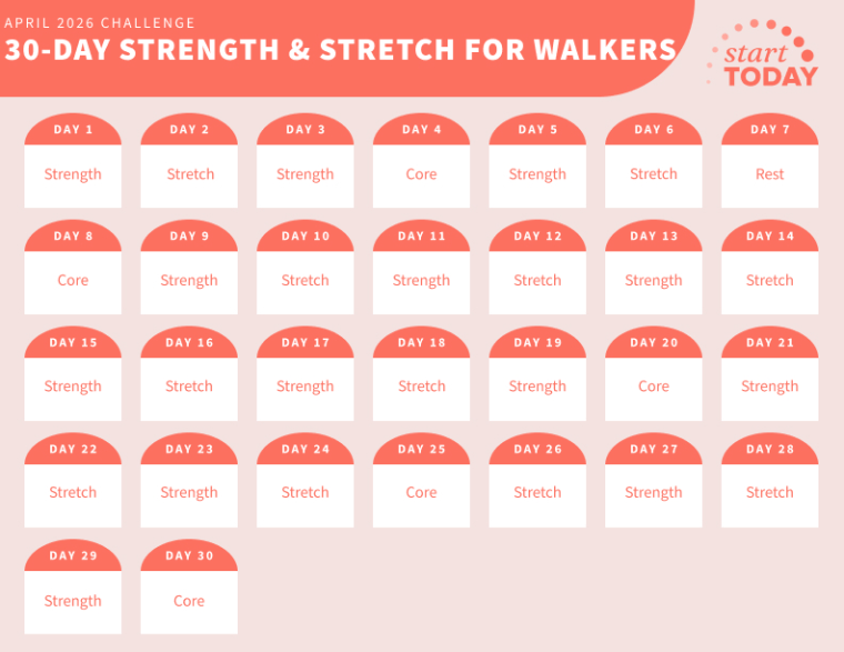 start today 30-day strength & stretch for walkers calendar