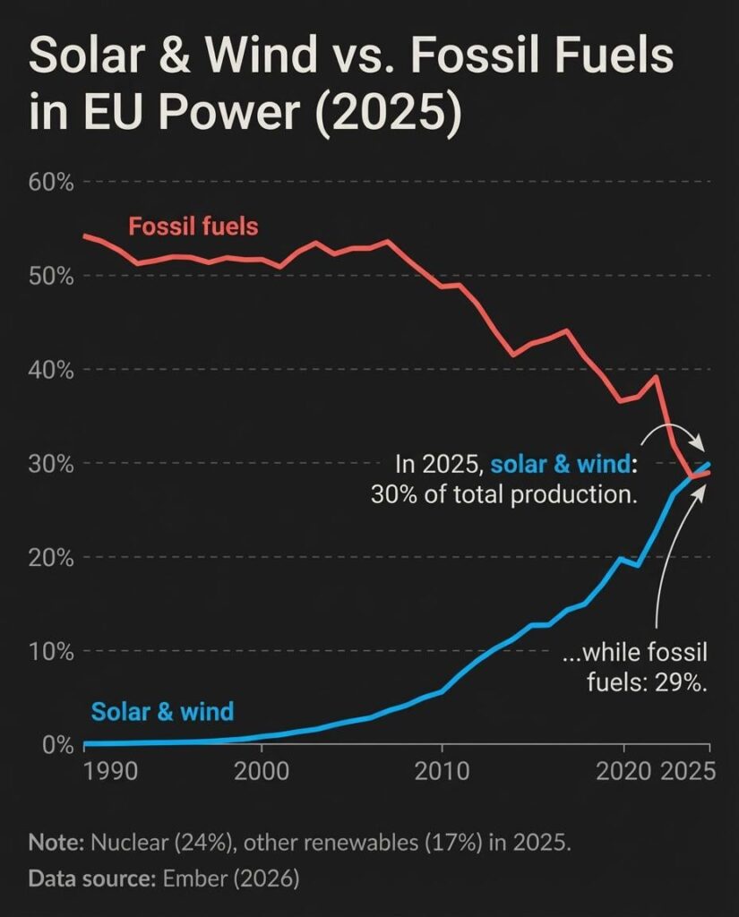 [OC] Solar & Wind vs. Fossil Fuels in EU