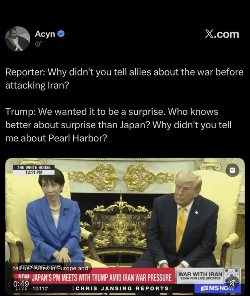 How has he managed to offend the Japanese Prime Minister more than we did?