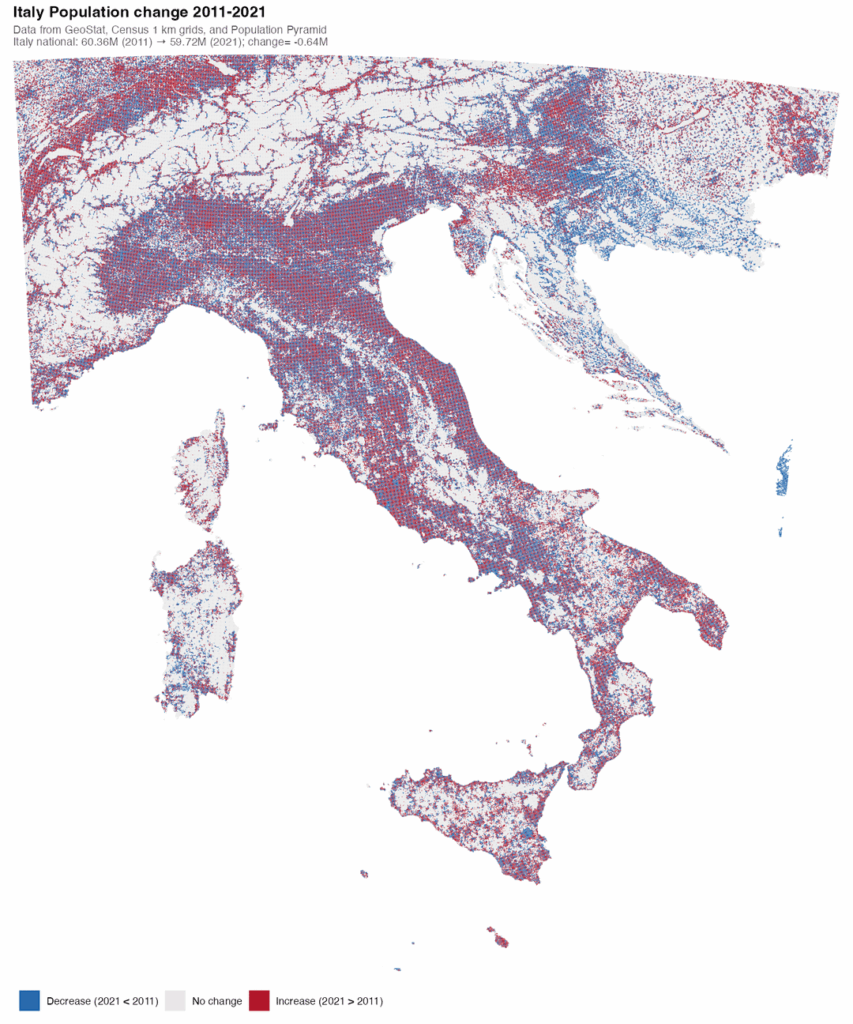 Italy's Population Change 2011-2022 [OC]