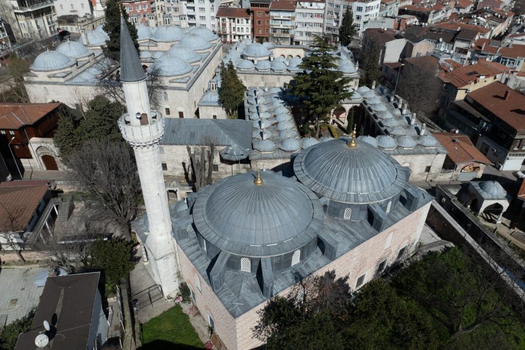 An aerial view of the Haseki Hürrem Sultan Mosque, the first work completed by Ottoman architect Mimar Sinan after becoming chief imperial architect, in the Fatih district of Istanbul, Türkiye, March 15, 2026. (AA Photo)