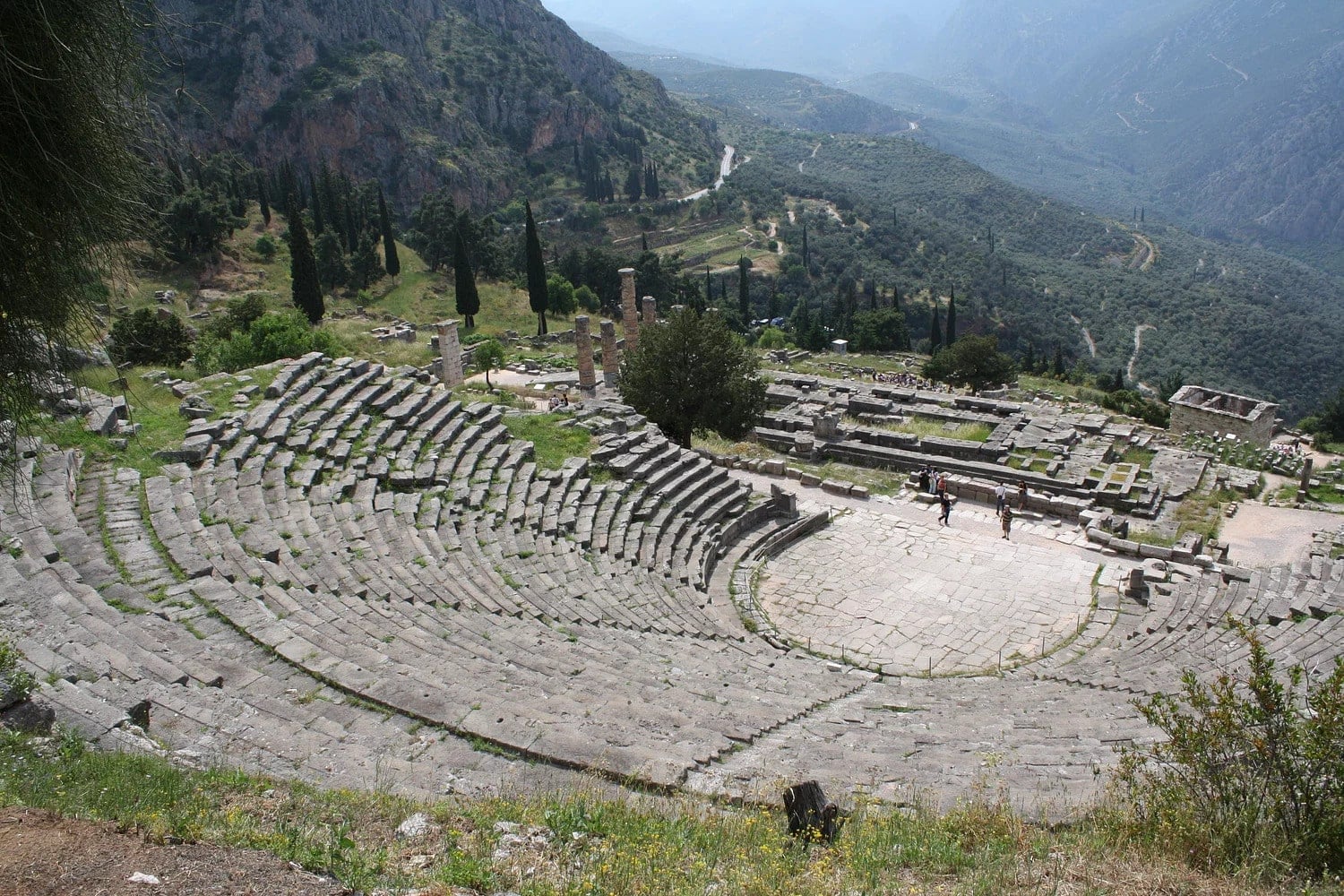 The theatre of Delphi and the temple of Apollo below