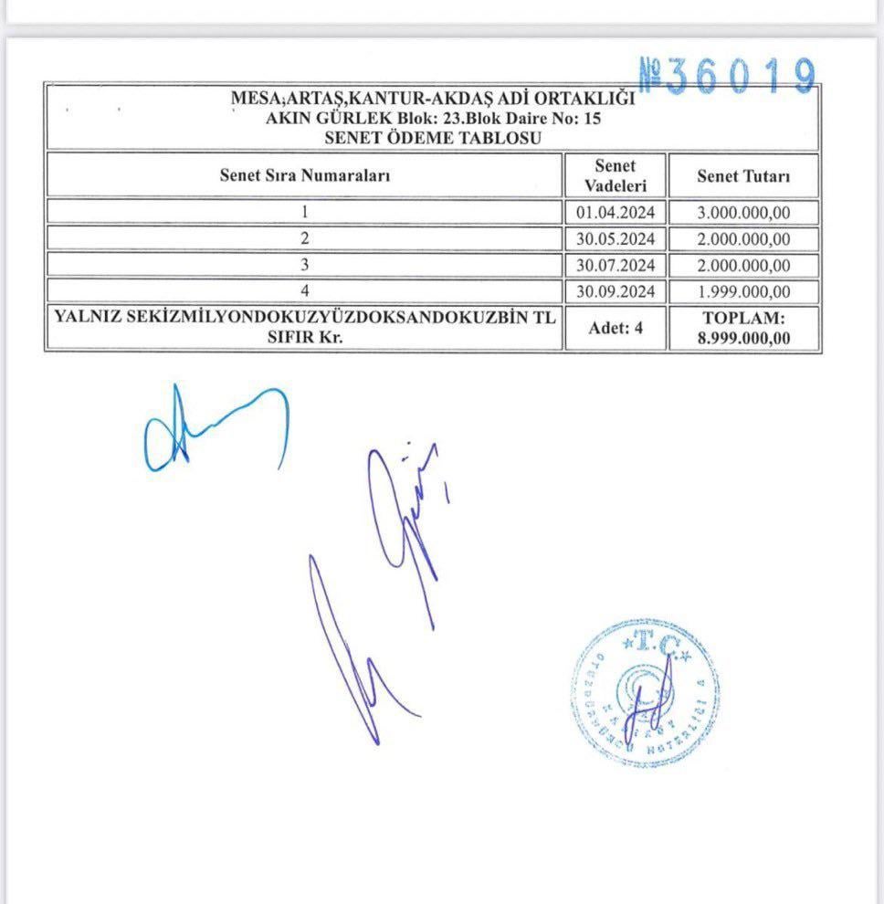 Özgür Özel shared the signed and stamped payment document of one of the flats that Akın Gürlek claimed did not belong to him!