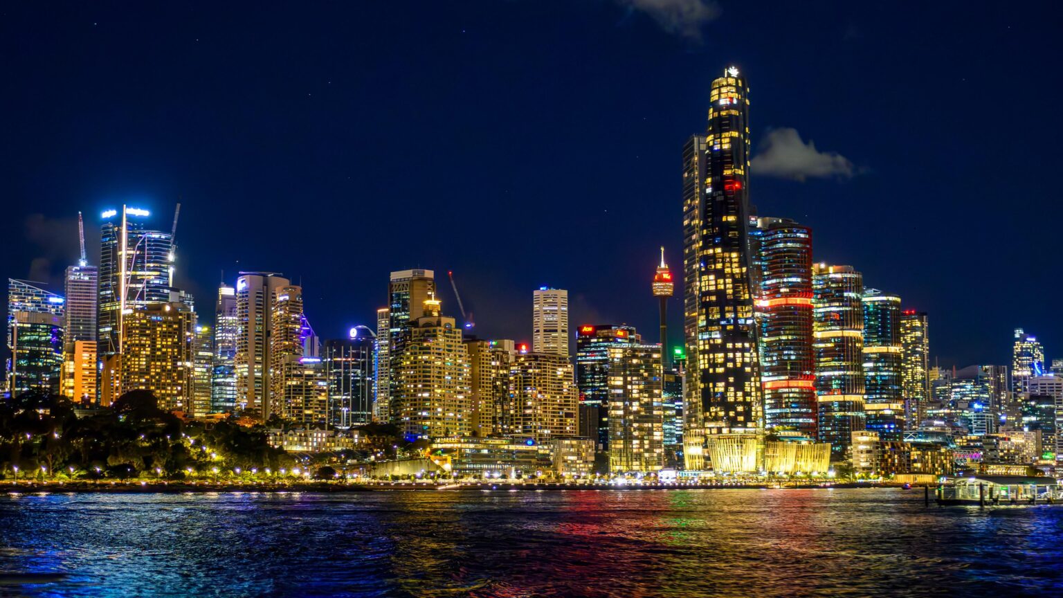 Barangaroo from ferry at 9pm Sunday