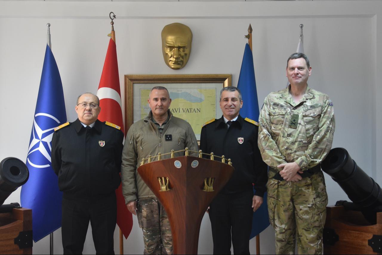 Naval officers from Türkiye, France, and the United Kingdom visit the Maritime Component Command (MCC) in Anadolukavagi, Beykoz, Istanbul, Türkiye, March 24, 2026. (Photo via X/@tcsavunma)