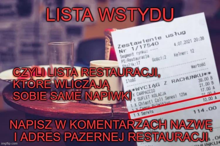 List of restaurants in Poland that charge their own tips
