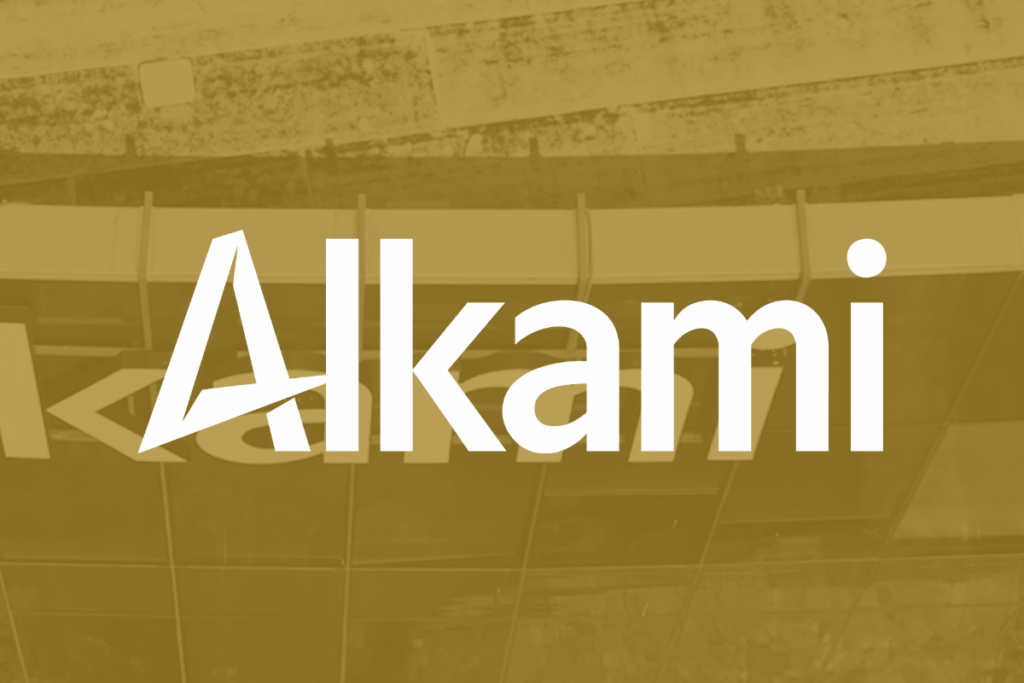 The Alkami Technology logo over a shadowy yellow background.