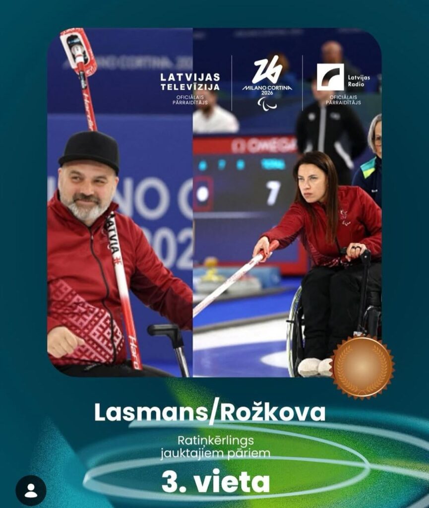 3rd place for ours in the Paralympic Games in wheelchair curling. 🥳🇱🇻