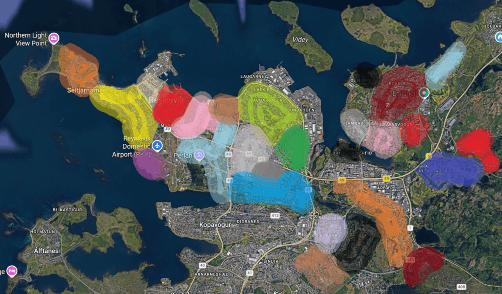 I still haven’t found a good map with the specified district division of Reykjavík – Made an honest attempt to divide the districts up here, but I’m not good enough in paint to write in the names. Do you agree with this division? I still haven't found a good map with the specified district division of Reykjavík - Made an honest attempt to divide the districts up here, but I'm not good enough in paint to write in the names. Do you agree with this division?
