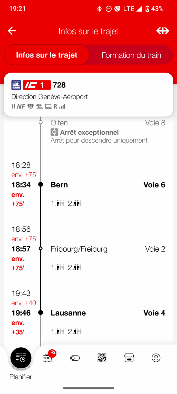 Train issues between Zürich and Bern