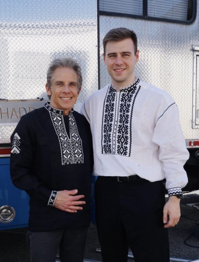 Ukrainian skeleton racer Vladyslav Heraskevych gifted American actor Ben Stiller a vyshyvanka